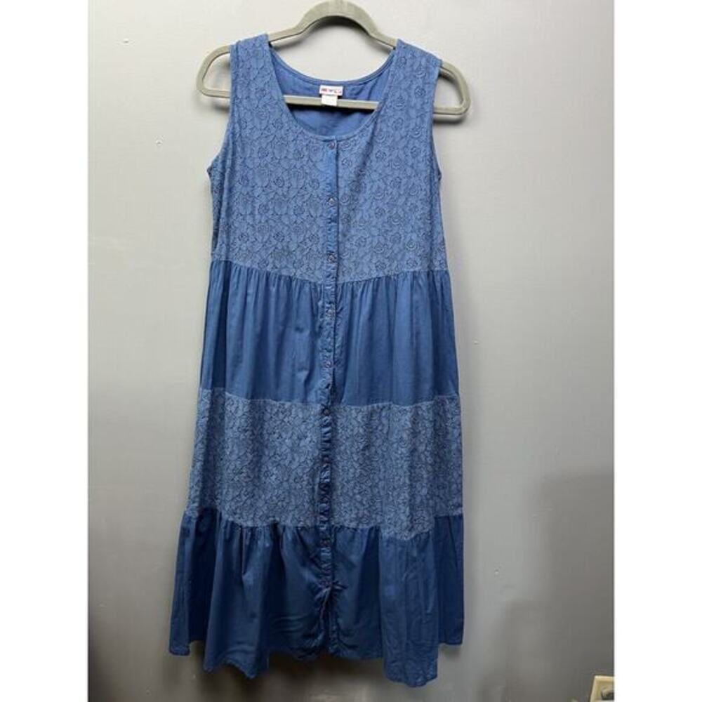 American Sweetheart Maxi Dress small blue sleeveless jumper‎ lace accents